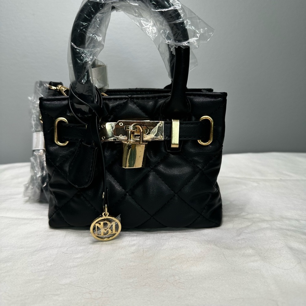 NWT Badgley Mischka Black Quilted Tote